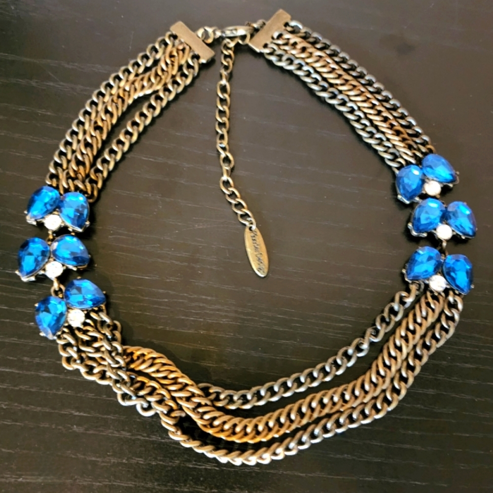 Like New Plunder Triple Chained Sapphire Necklace